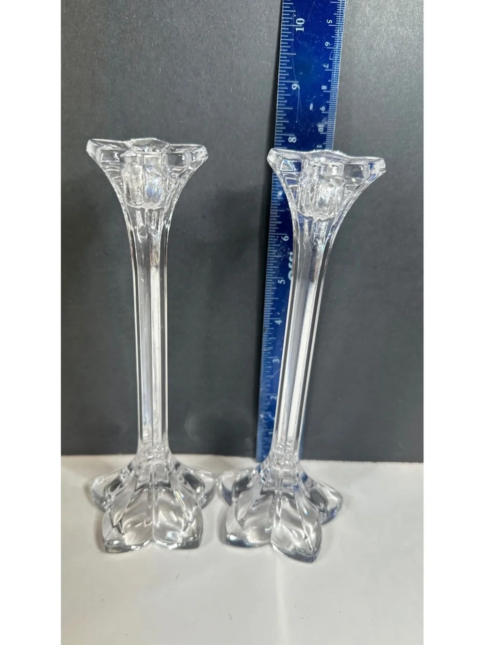 Nachtmann Bleikristall Bavarian Tulip Flower Taper Candleholder Crystal Vtg Pair